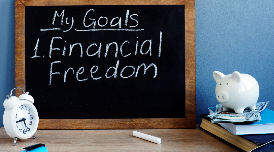 financial goals, saving money, pay off debt,